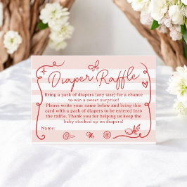 Tarjeta De Recepción Red Retro Cute Diaper Raffle Lemons Baby Shower
