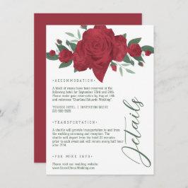 Tarjeta De Recepción Red Roses Boho Boda
