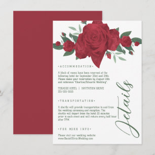 Tarjeta De Recepción Red Roses Boho Boda