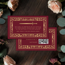 Tarjeta De Recepción Red Royal Sword Boda Web RSVP Código QR