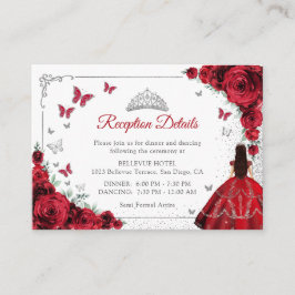 Tarjeta De Recepción Red Silver Quincenarea Reception Details