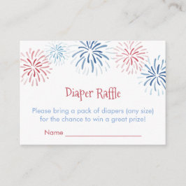 Tarjeta De Recepción Red White Fireworks Diaper Raffle Baby Shower