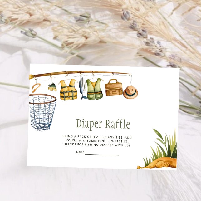 Tarjeta De Recepción Reel Excitado Pequeño Pescador Diaper Raffle Card (Subido por el creador)