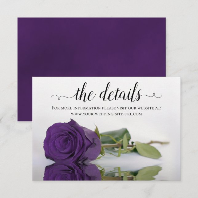 Tarjeta De Recepción Reflejando el sitio web de detalles del Boda Rosa  (Anverso / Reverso)