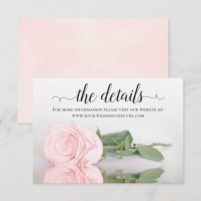 Tarjeta De Recepción Reflejando el sitio web de detalles del Boda rosa (Anverso / Reverso)