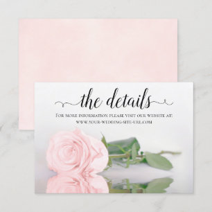 Tarjeta De Recepción Reflejando el sitio web de detalles del Boda rosa