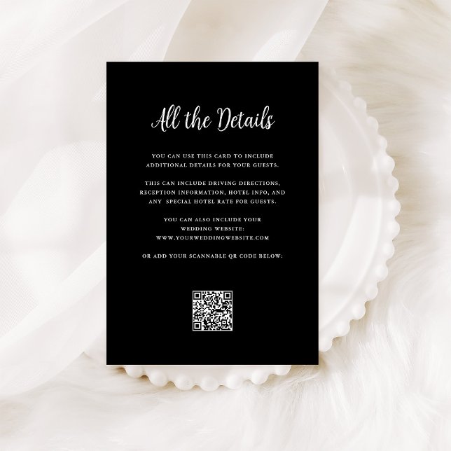Tarjeta De Recepción Regal Black | Código QR de detalles de invitado Bo (Subido por el creador)