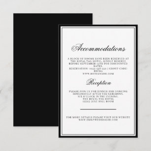 Tarjeta De Recepción Regal clásico elegante en blanco y negro