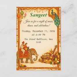 Tarjeta De Recepción Regal Indian Wedding Sangeet Details Card