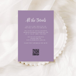 Tarjeta De Recepción Regal Lavender | Código QR de detalles de invitado