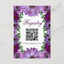 Tarjeta De Recepción Regal Purple Floral Wedding Registry