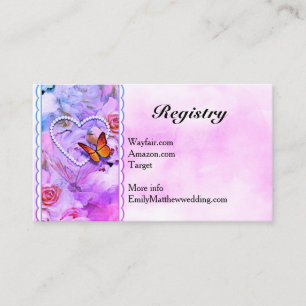 Tarjeta De Recepción Regalo Boda de mariposa floral Heart Pearl Pink