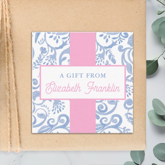 Tarjeta De Recepción Regalo clásico del patrón azul y blanco (Subido por el creador)