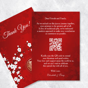 Tarjeta De Recepción Regalo de dinero con código QR para boda china