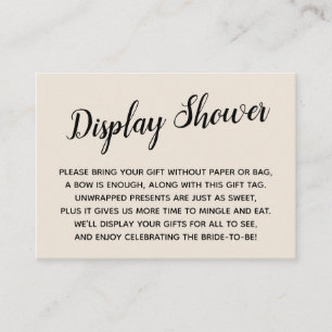 Tarjeta De Recepción Regalo de ducha de novia crema natural mínima sin 