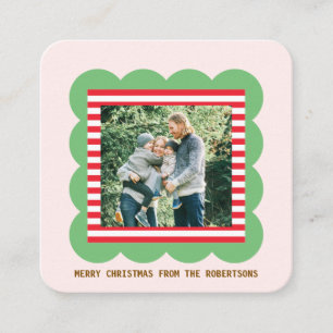 Tarjeta De Recepción Regalo de Navidad con Foto en Marco Escalonado con