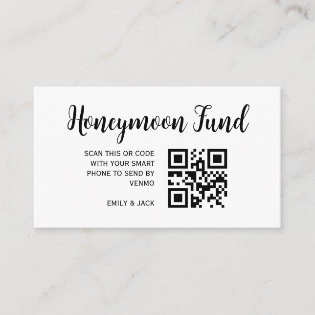 Tarjeta De Recepción Regalo de registro de Boda de código QR de Honeymo (Anverso)