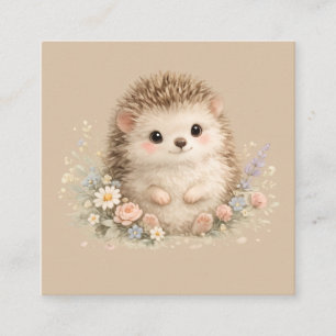 Tarjeta De Recepción Regalo floral de Cottagecore de erizo Kawaii