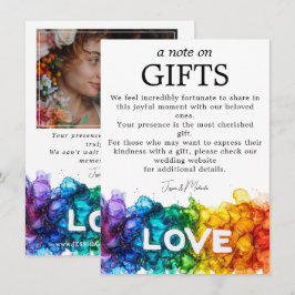 Tarjeta De Recepción Regalos 🌈 + Foto LGBTQ Pintada Con Amor