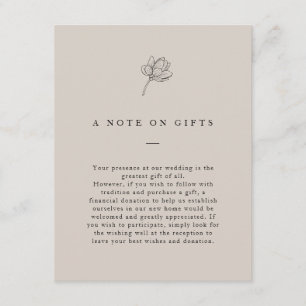 Tarjeta De Recepción Regalos Neutrales Florales minimalistas Que Desean