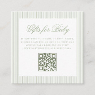 Tarjeta De Recepción Regalos para Baby Sage Green Online QR Code Regist