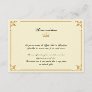 Tarjeta De Recepción Regencia de la corona en oro y Boda de marfil inse