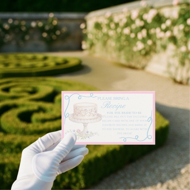 Tarjeta De Recepción Regency Garden Party Request Recipe Bridal Shower (Regency Garden Party Request Recipe Bridal Shower Enclosure Card)