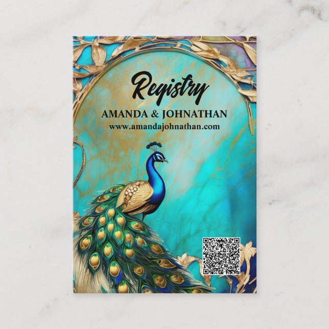 Tarjeta De Recepción Registro Art Nouveau de cuadros de mármol de pavo  (Anverso)