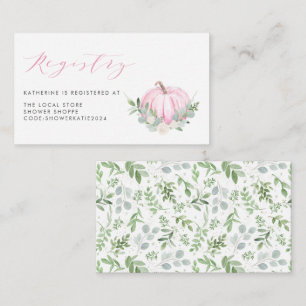 Tarjeta De Recepción Registro Baby Shower de caída de calabaza rosa de 