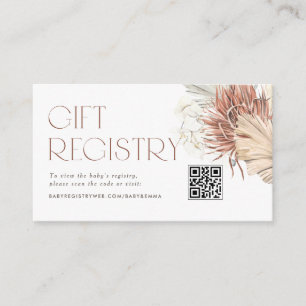 Tarjeta De Recepción Registro Baby Shower del código QR de Palm Boho se