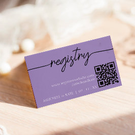 Tarjeta De Recepción Registro boda Código QR Lavanda Purple