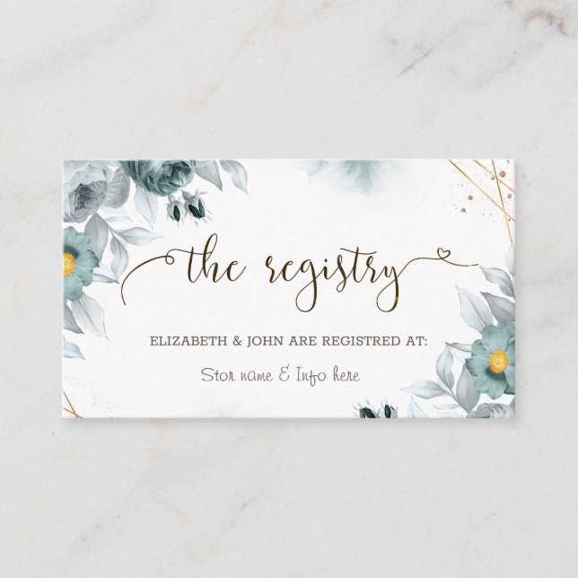 Tarjeta De Recepción Registro Boda de Rosas verdes de la Casa de la Mon (Anverso)