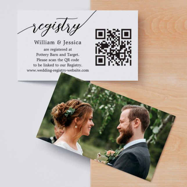 Tarjeta De Recepción Registro Boda Moderno Con Código QR Y Foto (Subido por el creador)