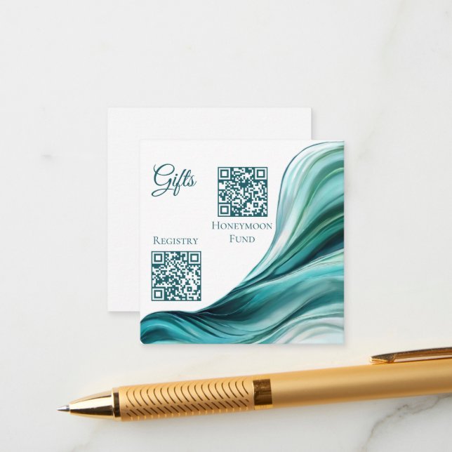 Tarjeta De Recepción Registro boda-Resumen moderno Esmeralda Verde- (Anverso/Reverso In Situ)