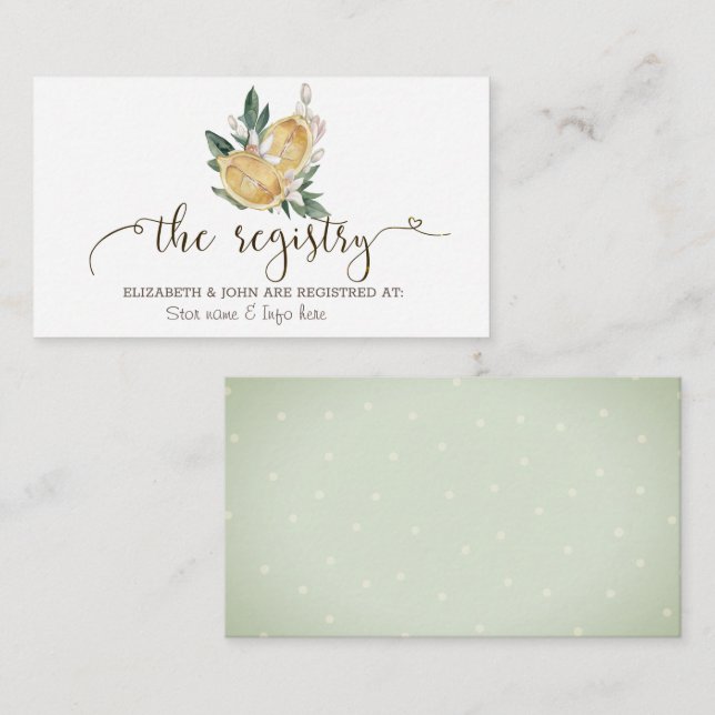 Tarjeta De Recepción Registro Botánico de Limones al Acuarela (Anverso / Reverso)