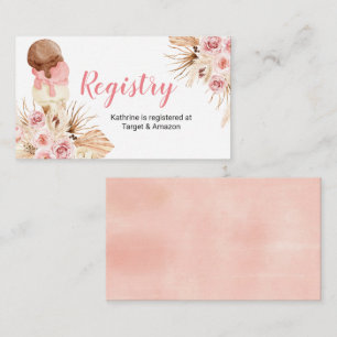 Tarjeta De Recepción Registro de acuarela floral de helado Boho Inserta
