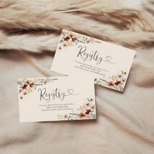 Tarjeta De Recepción Registro de Baby Shower Boho Tiny Wildflower