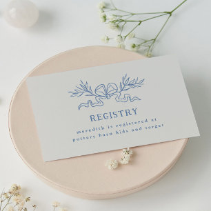 Tarjeta De Recepción Registro de Baby Shower con Cinta Botánica Azul