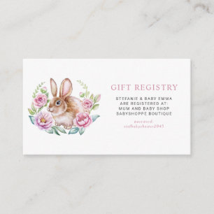 Tarjeta De Recepción Registro de Baby Shower Cute Bunny Floral Wreath