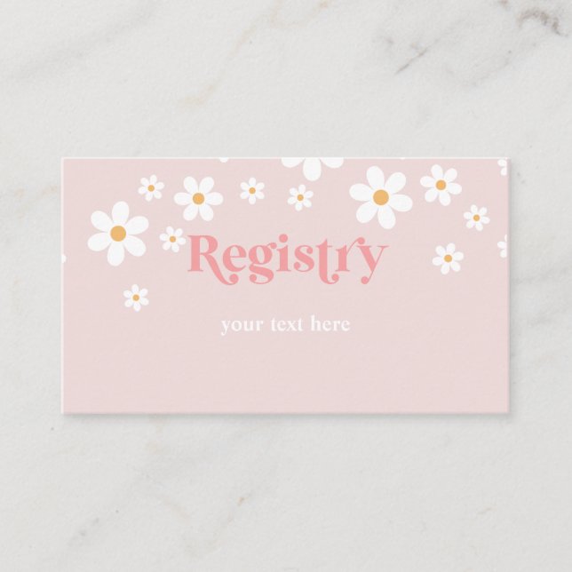 Tarjeta De Recepción Registro de Baby Shower Daisy Pink Retro (Anverso)