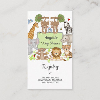 Tarjeta De Recepción Registro de Baby Shower de animales de la jungla d