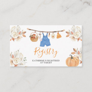 Tarjeta De Recepción Registro de Baby Shower de Boy Autumn Clothes Pump