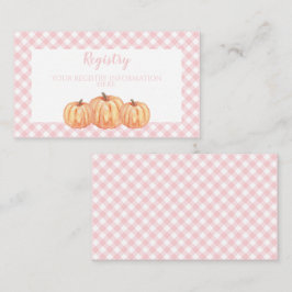 Tarjeta De Recepción Registro de Baby Shower de Calabaza Cuadros Rosado
