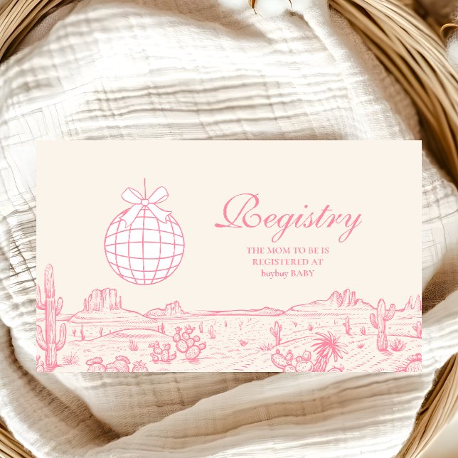 Tarjeta De Recepción Registro de Baby Shower de Cowgirl Disco (Subido por el creador)