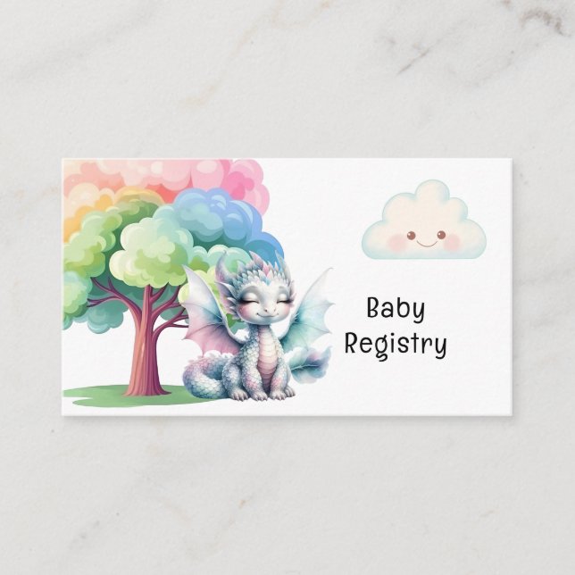Tarjeta De Recepción Registro de Baby Shower de Cute Pastel Dragon (Anverso)