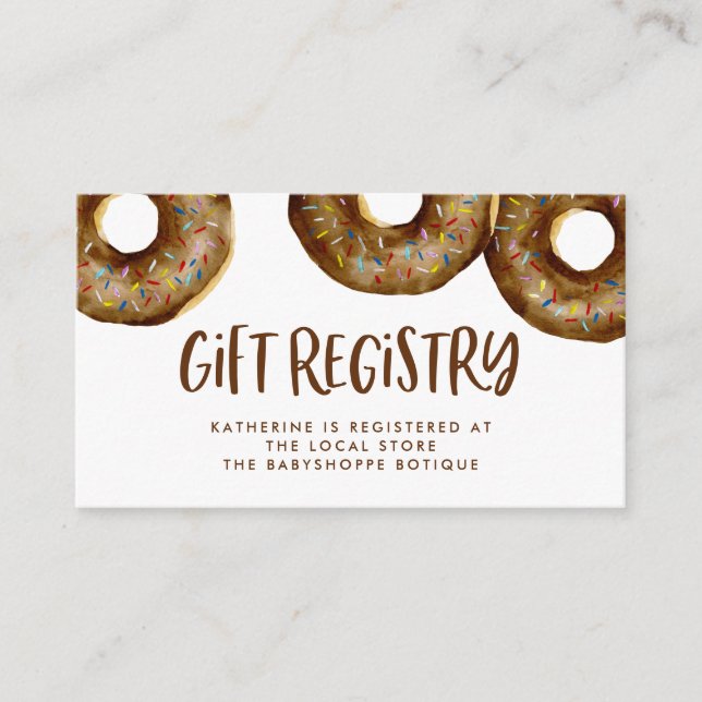 Tarjeta De Recepción Registro de Baby Shower de donuts de chocolate acu (Anverso)