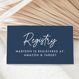 Tarjeta De Recepción Registro de Baby Shower de la Marina de Script Neg