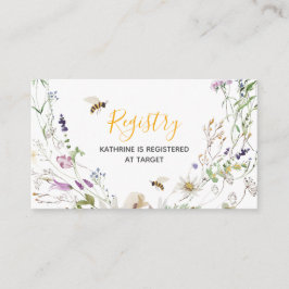Tarjeta De Recepción Registro de Baby Shower de Little Honey Bee Wildfl