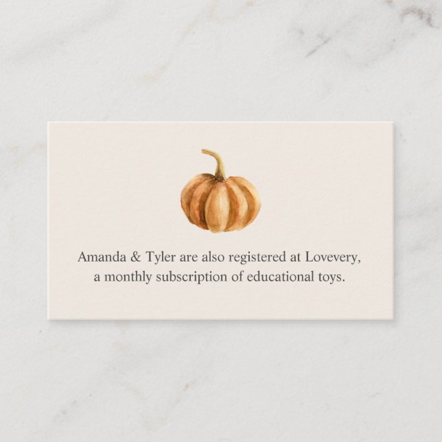 Tarjeta De Recepción Registro de Baby Shower de otoño (Anverso)