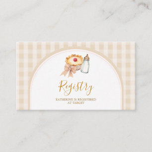 Tarjeta De Recepción Registro de Baby Shower de Pastel Cutie Pie Gingha